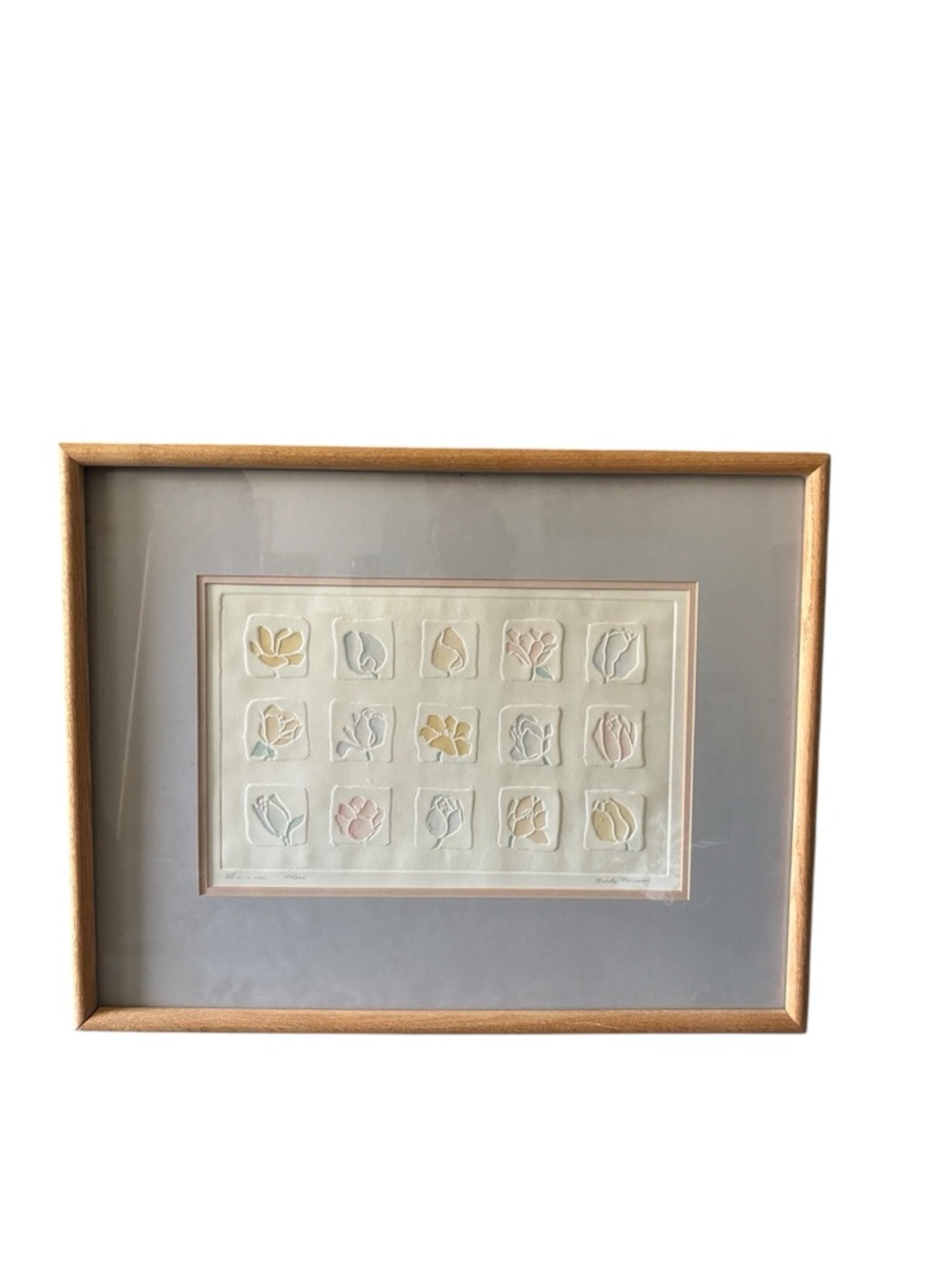 framed embossed lithograph titled "All in a Row" by artist Brooke Morrison.